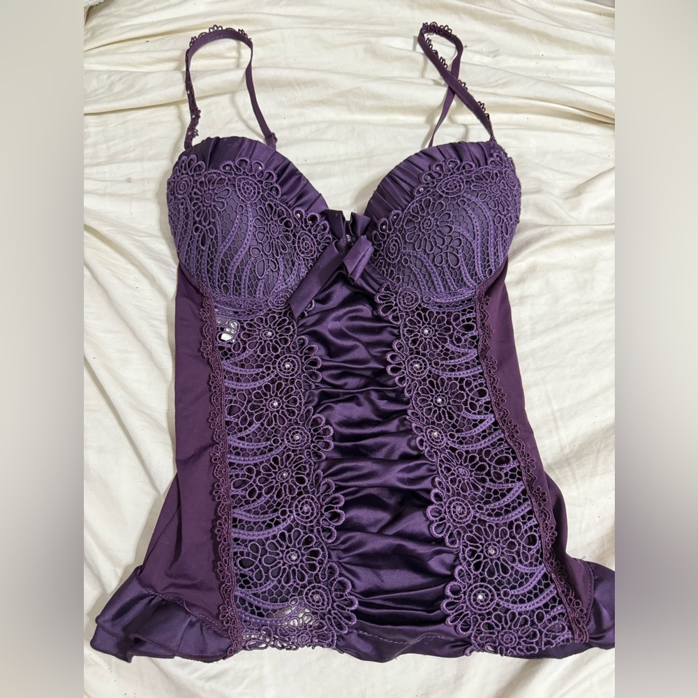 Elegant Purple Lace Bodysuit